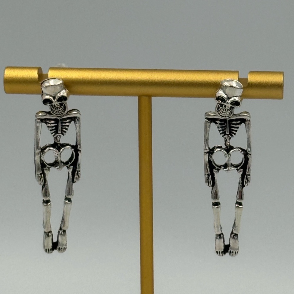 2-in-1 Skeleton Skull Earrings Gothic Punk Halloween‎ Stud or Dangle Jewelry